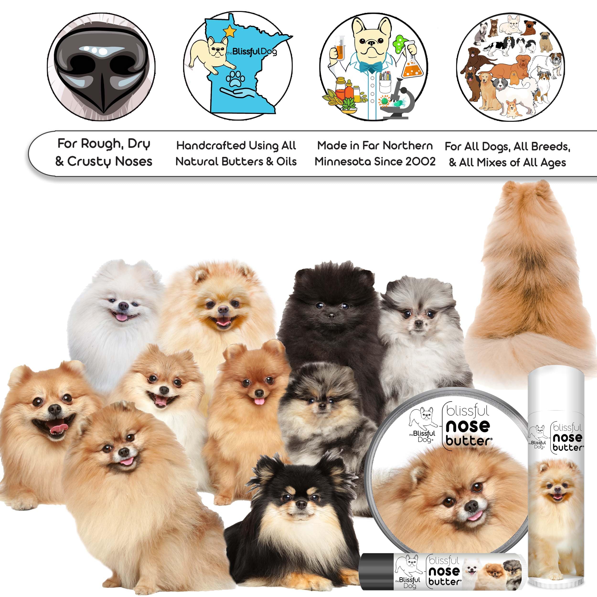 The Blissful Dog Pomeranian Unscented Nose Butter - Dog Nose Butter, 16 Ounce